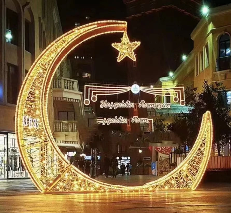 Customized Outdoor Indoor Ramadan Moon and Star Lighting Shopping Center Commercial Decorative Light