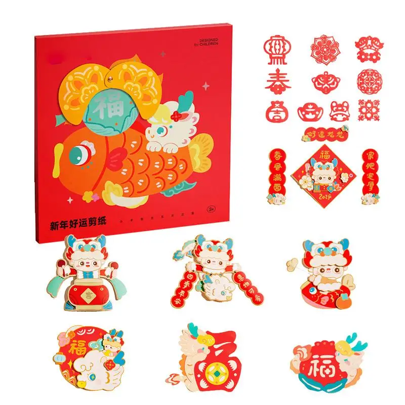 

New Year Paper Cutting DIY Chinese Dragon Year Wall Ornament Paper-cuts New Year Paper-Cut Decor For Boys Girls Kids Adults