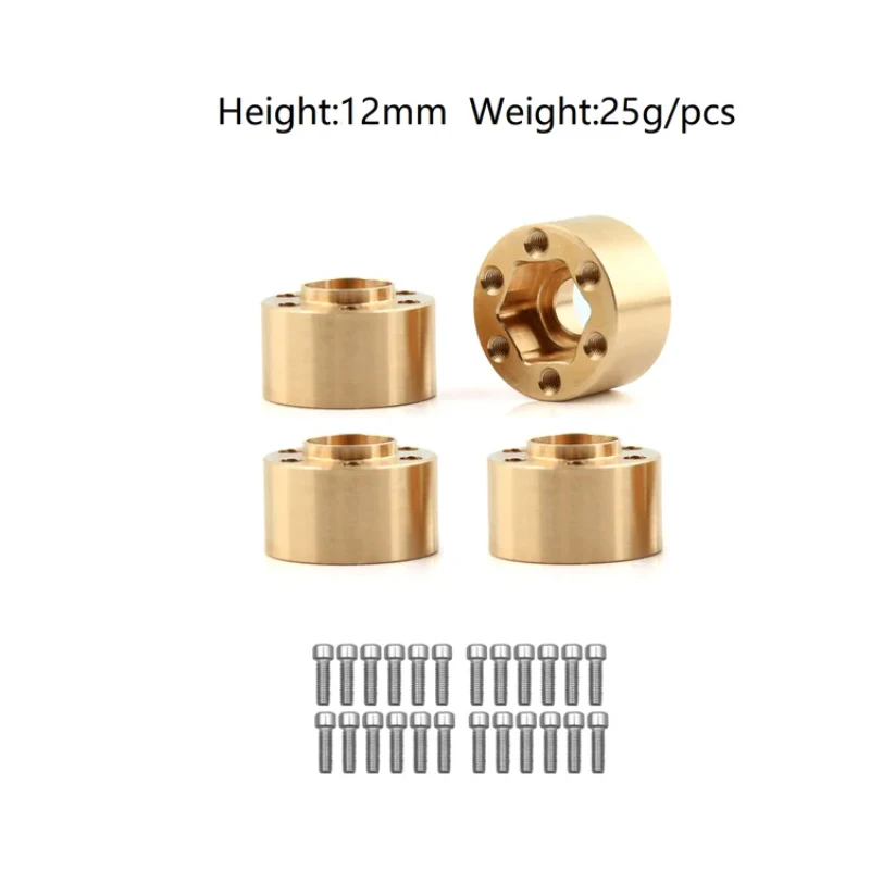4pcs Brass 12mm Wheel Hex Hub Widen Adapter for 1.9 2.2 Wheel Rim 1/10 RC Crawler Axial SCX10 Traxxas TRX4 Wheel Counterweight