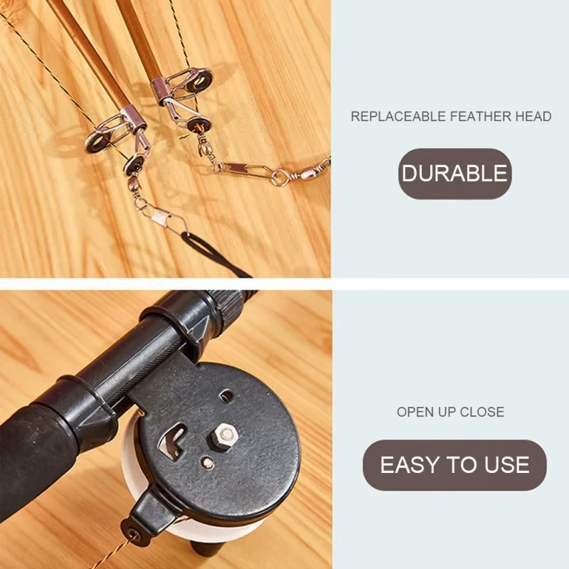 Stick Feather Wand Toys Cat Interactive Toy Fish-shaped Telescopic Fishing Rod Cat Teaser Toy Supplies Random Color Cat toys image 5