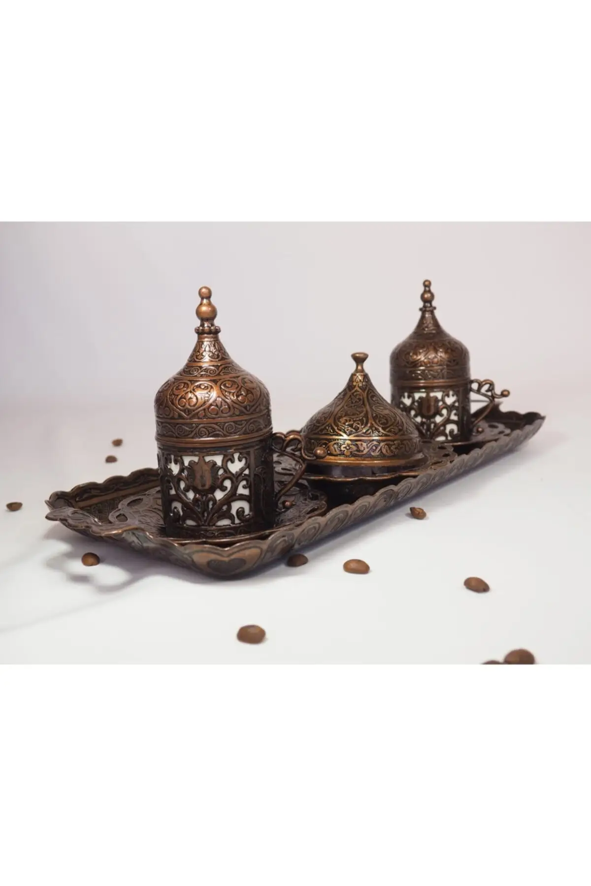 

Turkish coffee set with DOLBOVI ottoman motif coffee set copper color handmade espresso cup