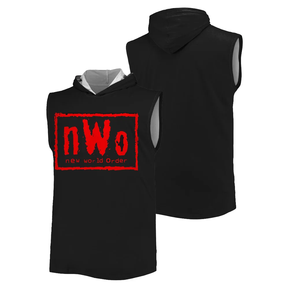 Black nWo Vintage T-shirt WWE 2025 Summer 3D printed hooded vest Fashion Sport Fitness Quick Dry loose men's Sleeveless top