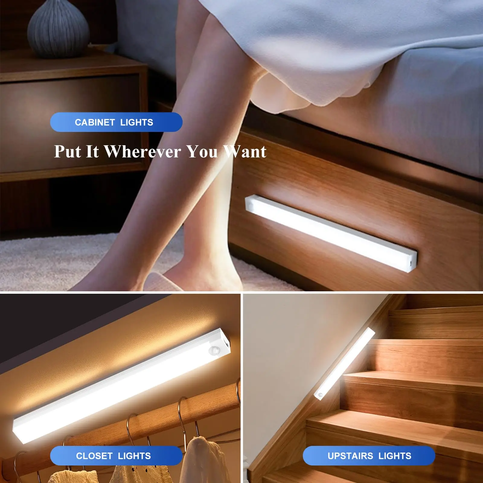 IRALAN Modern LED Bar Lights USB Motion Sensor Dimmable Detector Night Light Portable Induction Cabinet Lamp for Kitchen Room