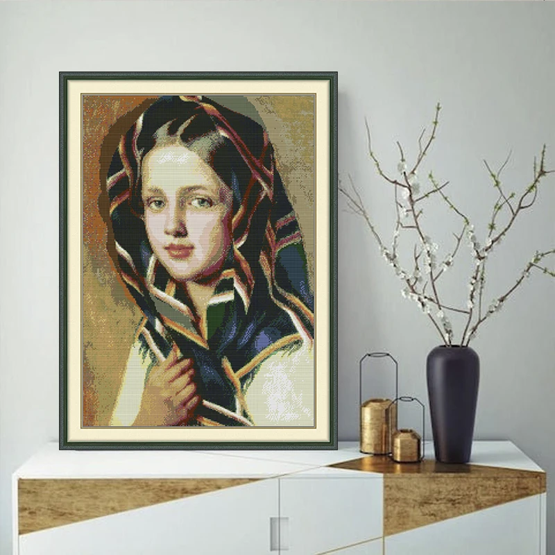 

Набор для вышивки крестом с принтом «Красивая девушка», 14/16/11CT, набор для вышивания ручной работы, сделай сам, украшение для дома, подарок, радость, воскресный комплект, набор для рукоделия