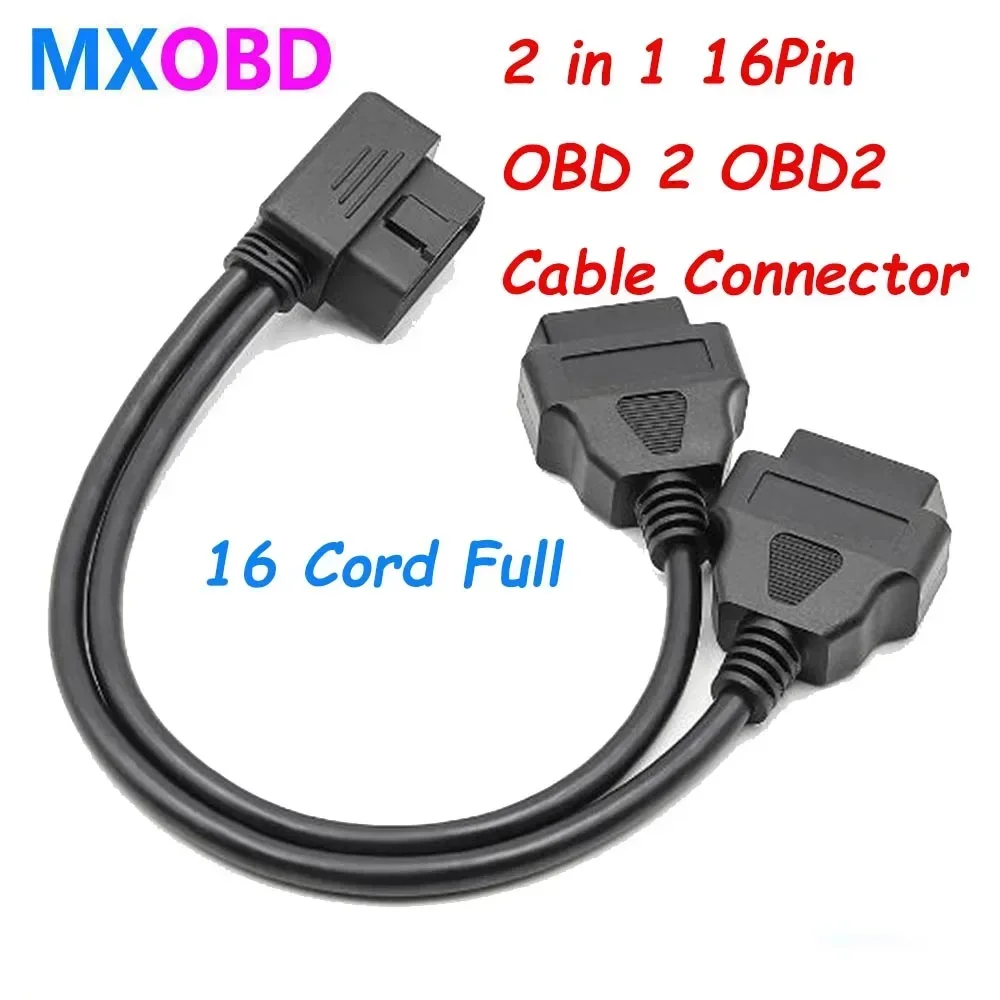 30cm L Type 2 in 1 16Pin OBD 2 OBD2 Cable Connector Diagnostic Tool ELM327 Adapter Male to Female Extension Connector Adapter