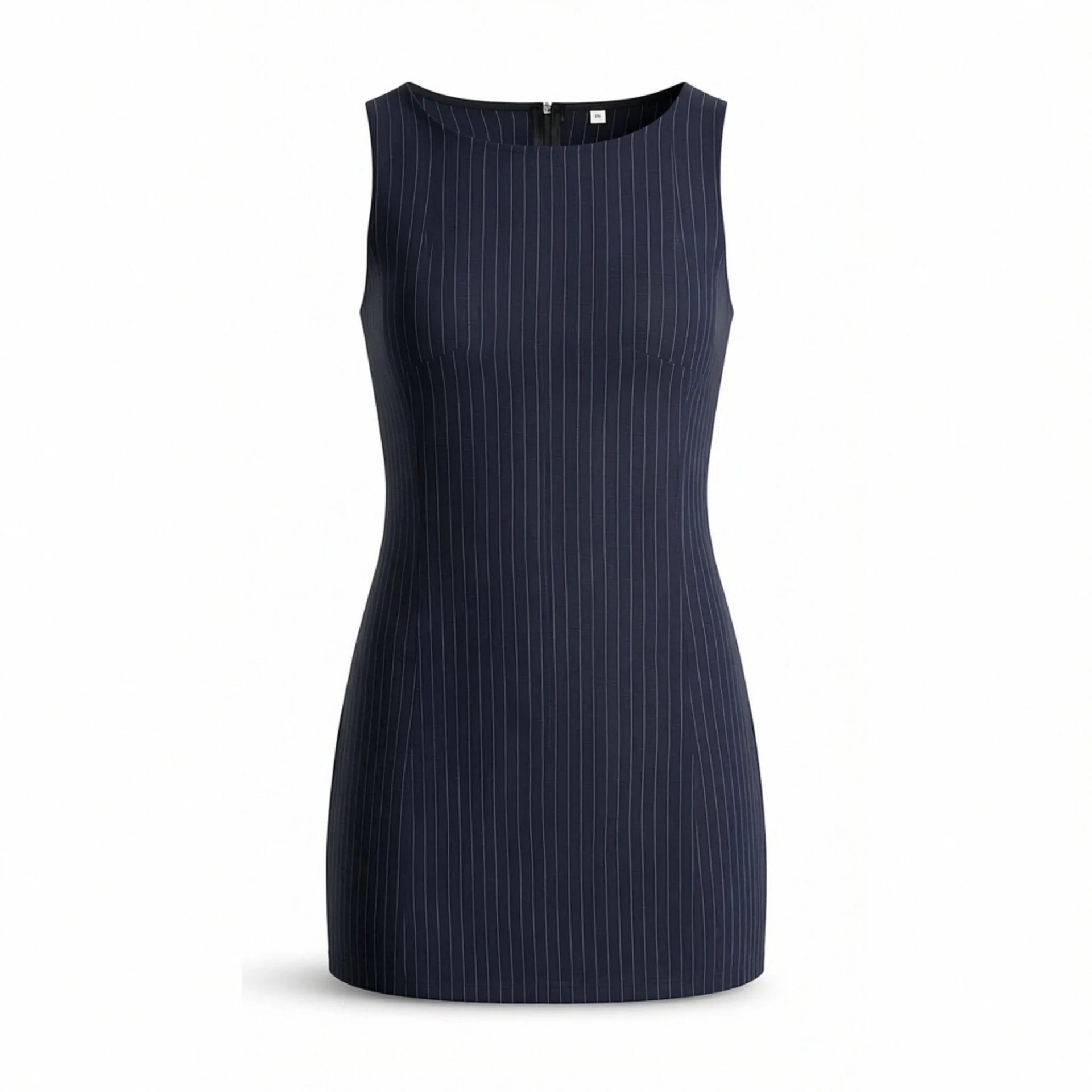 

Withered 2026 Spring New European And American Style Fashion Fine Stripe Straight Sleeveless Short Dress