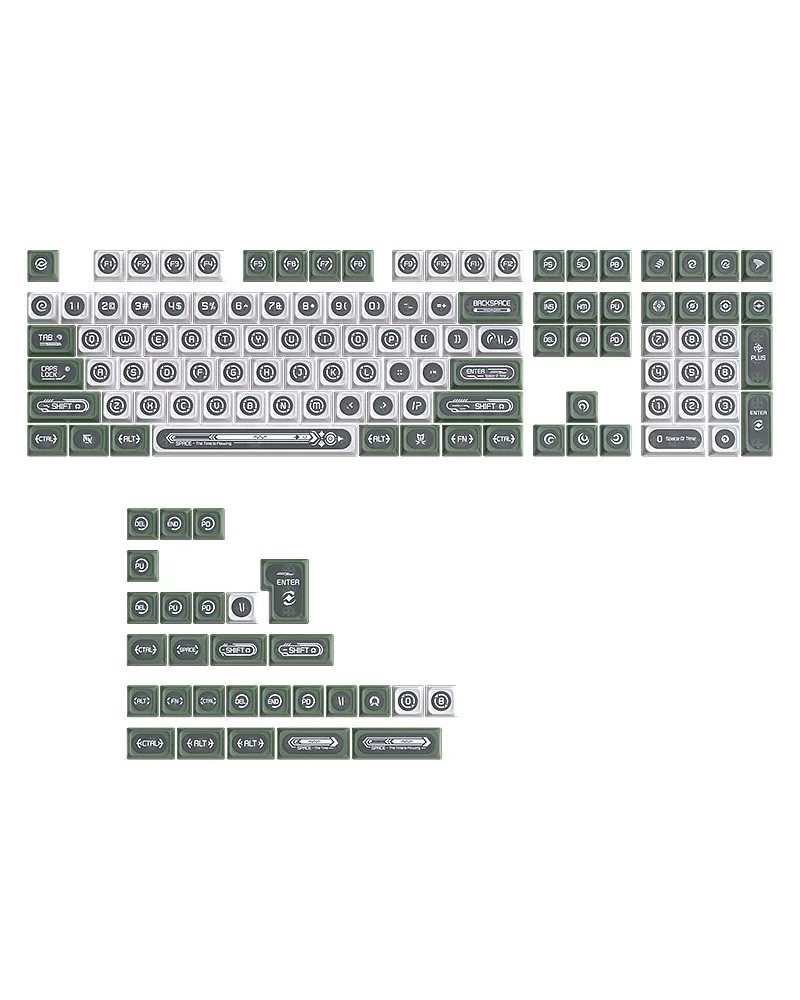 

White and green double-spell keycaps Original small full set of mechanical keyboard Sublimation keycaps