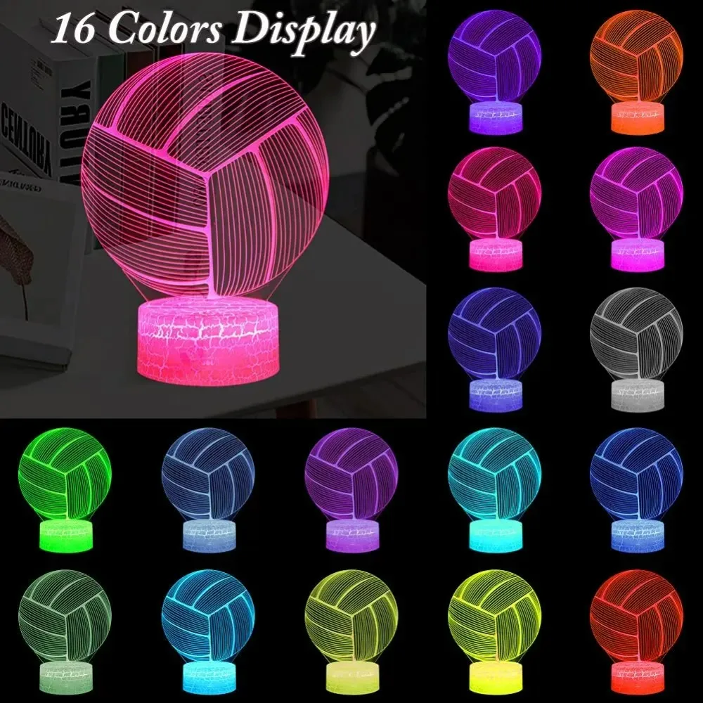 Imagem -02 - Lâmpada de Voleibol Acrílico para Crianças Luz Noturna Lâmpada de Dormir Nightlight Led Decoração do Quarto Presente Cores Nighdn3d