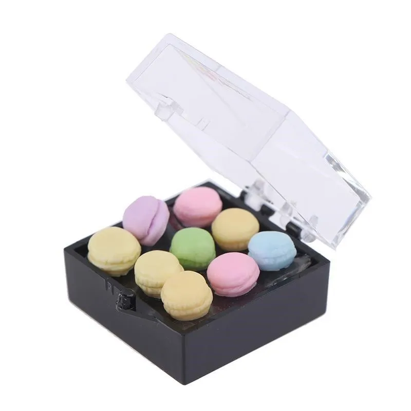 Dollhouse Mini Macaron Miniature Food Boxed For 1/6 1/12 Doll Kitchen Toys Fake Candy DIY Doll Miniature Accessories