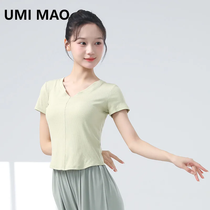 UMI MAO Modern Dance Clothes Women Summer New Slim Fit Adult Short Sleeve Classical Body Training Clothes Dance Costume Top