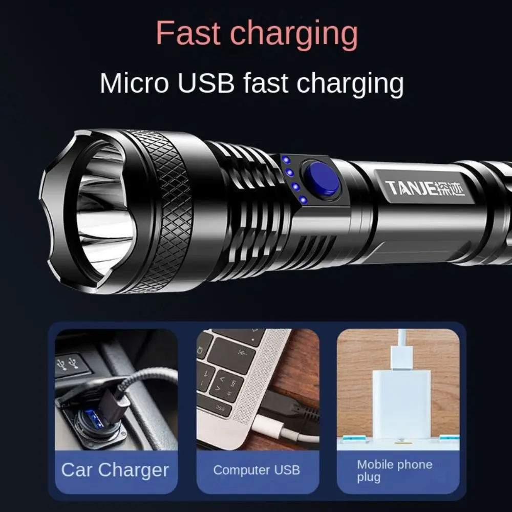 Multifunctional Super Bright Flashlight Long-Range USB Charging Torch LED Spotlight Camping Lighting Outdoor