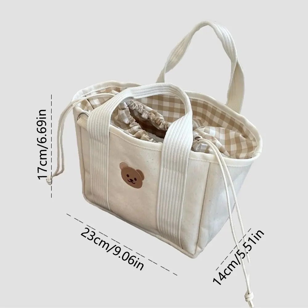 Cute Bear Pattern Cartoon Mommy Bag Lightweight Drawstring Baby Diaper Bag Handheld Large Capacity Maternity Packs Outdoor