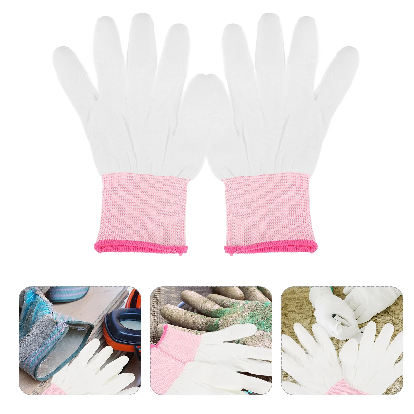 

12 Pairs Cleaning Gloves Anti-static Raking Pu Car 1800X1100X100CM Quilting Cotton Liners Pink Thin for Quilters Man