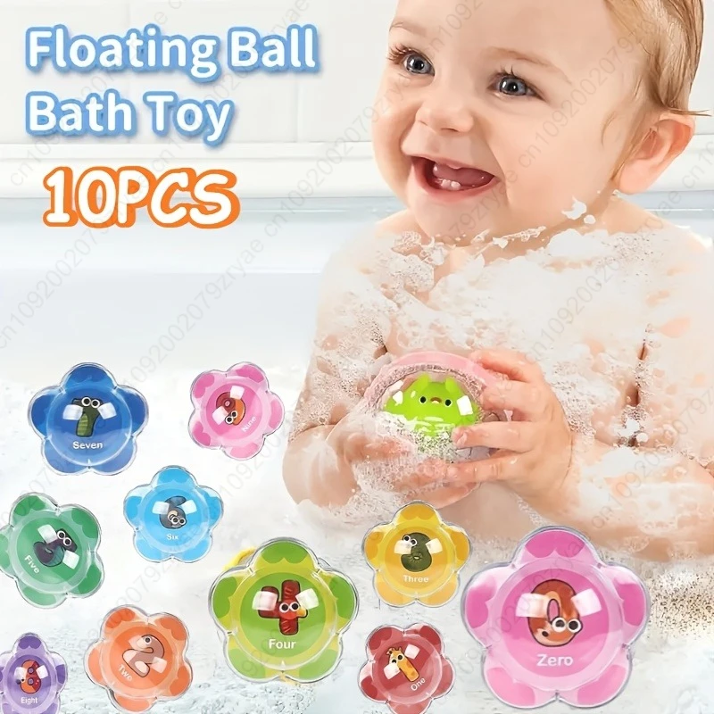

10pcs New Floating Balls Shower Toys, Number Cognitive Animal Bathroom Toys, Perfect for Summer, Christmas, Birthday Gifts