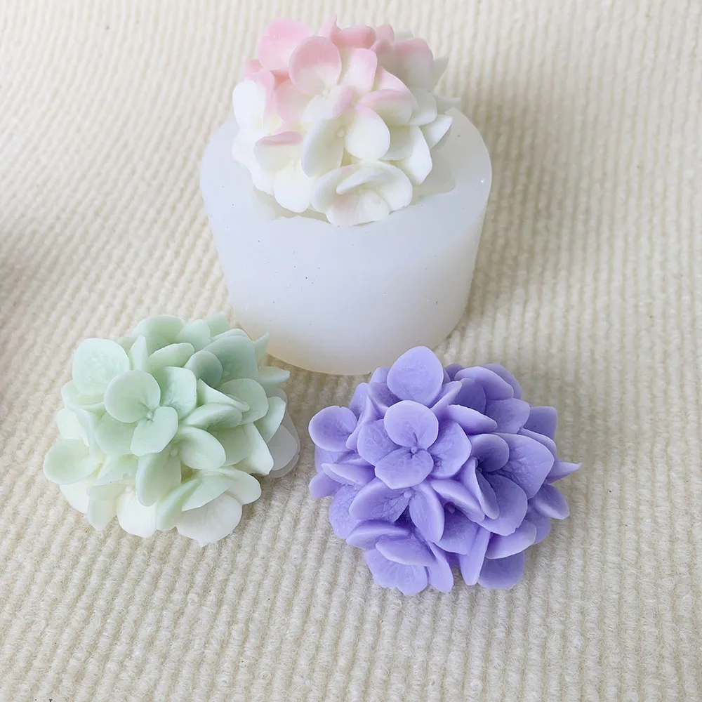 Hydrangea Flower Handmade Molds Petal Cutter Silicone Mold Cake Decoration Plant Flowers Candle Moulds Bouquet Making Clay