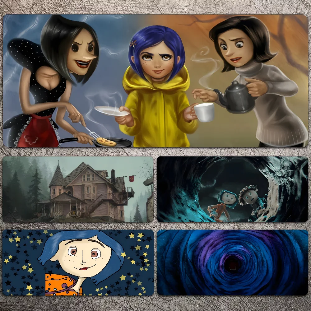 

Коврик для мыши с аниме-C-Coraline, коврик для мыши для ноутбука, игровые аксессуары, большой Настольный коврик, коврик для компьютерной клавиатуры, коврик для клавиатуры