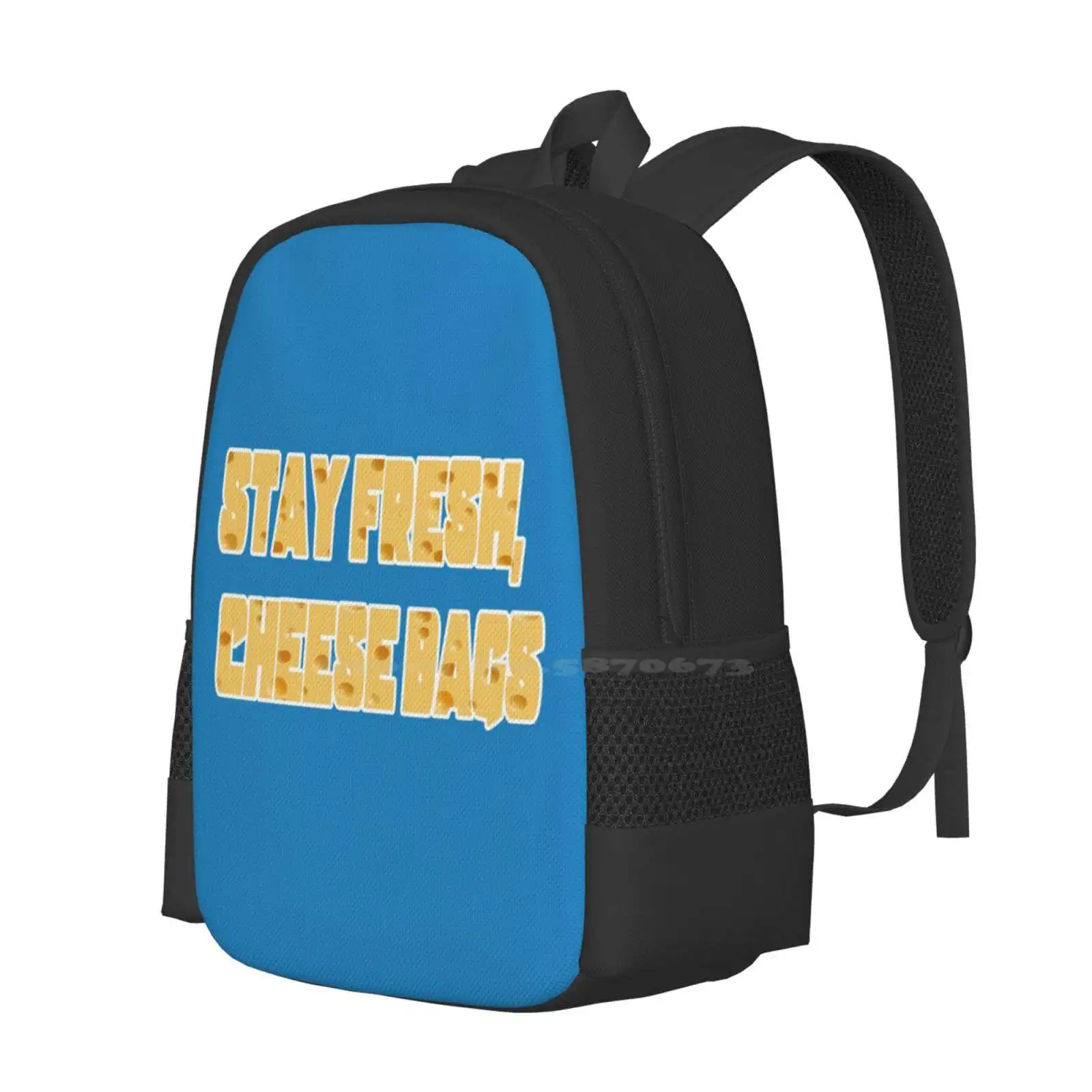 Stay Fresh , Cheese Bags Fashion Pattern Design Travel Laptop School Backpack Bag Stay Fresh Cheese Funny Memes Internet