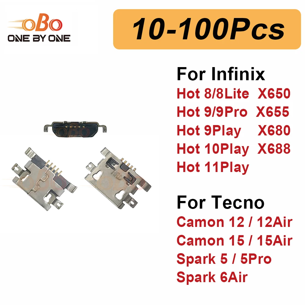 

10-100 шт. разъем для зарядки док-станции для Infinix Hot 9 10 11 Play X650 X655 Tecno Spark 5 6Air USB разъем для зарядного устройства ремонт