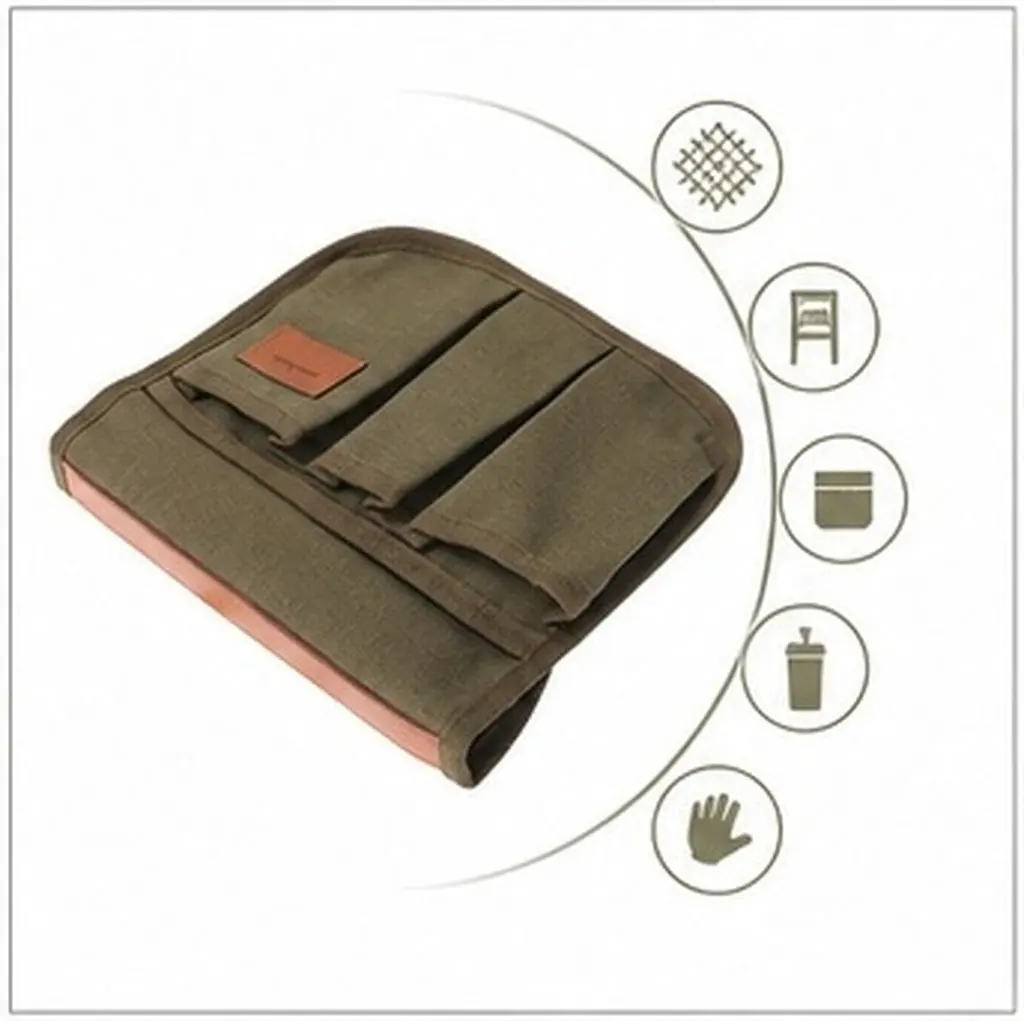 Multi-Function Canvas Armrest Organizer Bag Portable Storage Pouch for Camp Chair Beach Chair Accessories Armrest Organizer