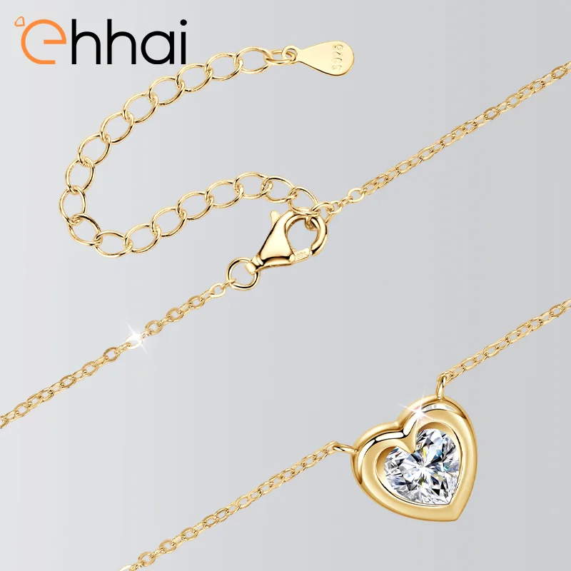 

Ehhai 1.0CT Heart Cut Moissanite Pendant Necklace for Women 925 Sterling Silver Chain Wedding Fine Jewelry Gift with Certificate