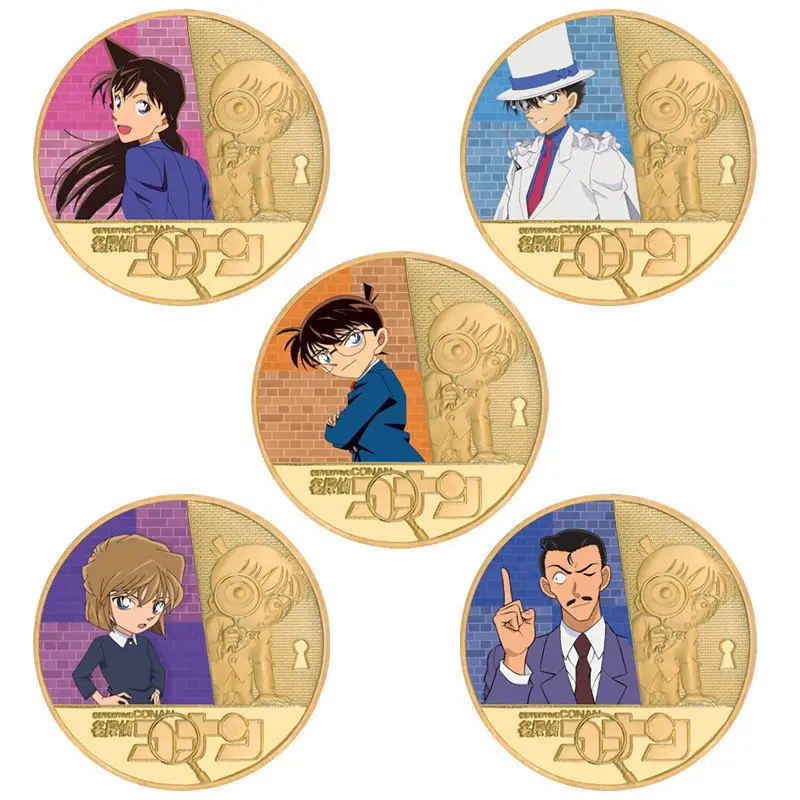 Detective Conan Kid the Phantom Thief Ai Haibara Kogoro Mori Anime Commemorative Coin Creative Figure Collection Holiday Gift