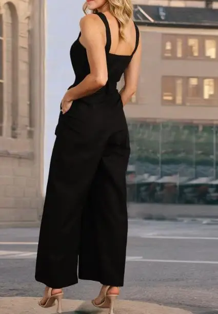 Women's Jumpsuit 2025 Spring/summer New Style Casual Women's Fashion Belt Sleeveless Camisole Single-Breasted One-Piece Pants