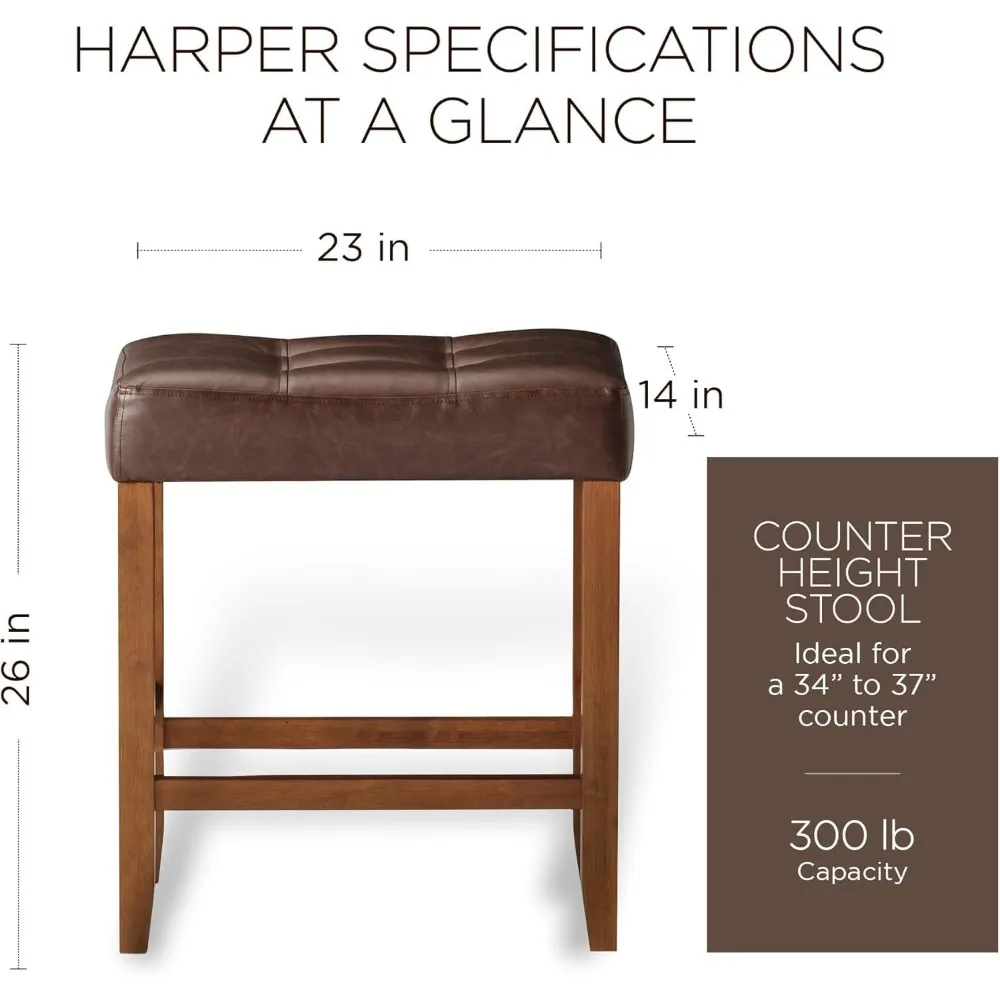 مقعد بدون ظهر بارتفاع 26 بوصة مع لمسة نهائية من قشرة الجوز الأصلية #2