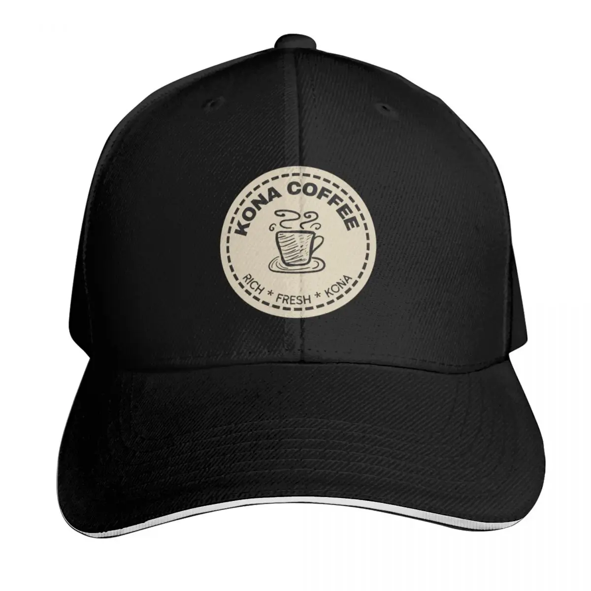 Kona Coffee Rich Fresh Kona Baseball Cap Contrast Two Tone Brim Snapback Flat Bill Strapback Dad Hat