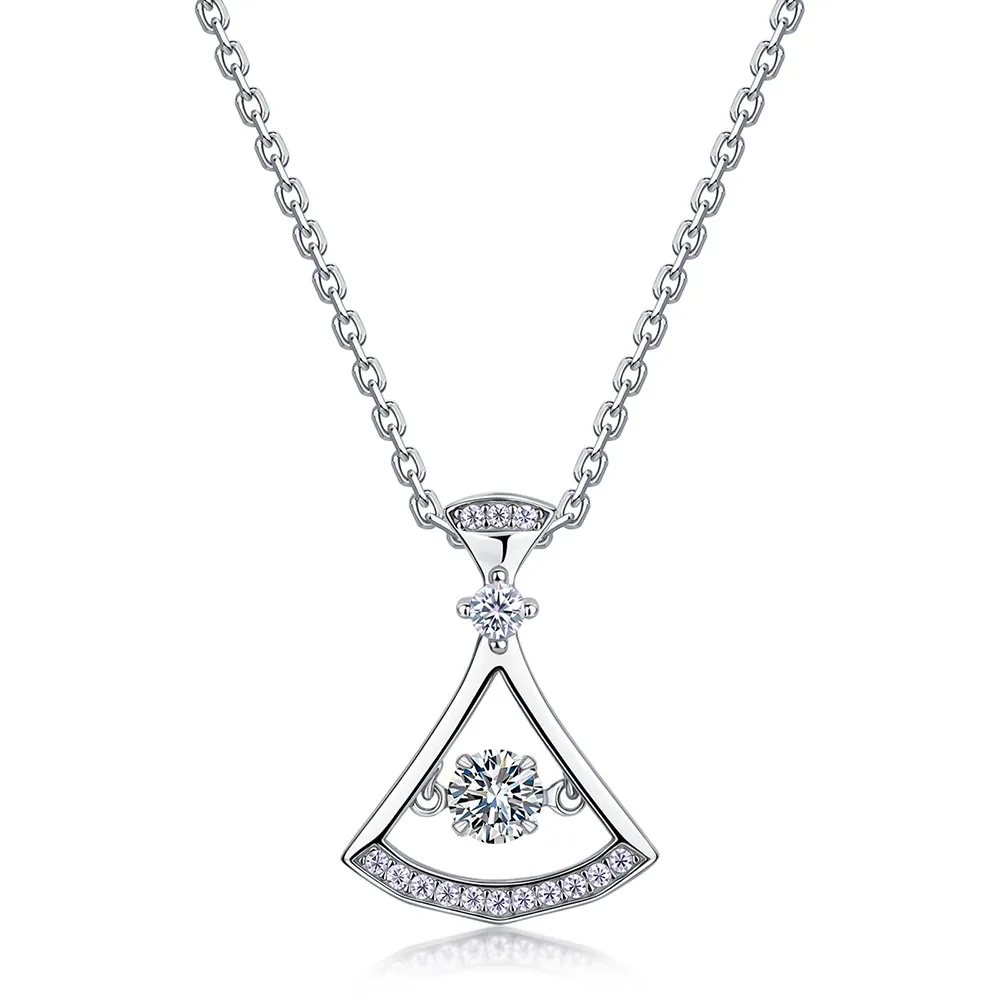 Apexelle Brand Luxury Jewelry 925 Sterling Silver Necklaces Moissanite Fan Pendant Necklace GRA Certificate Classic Jewelry