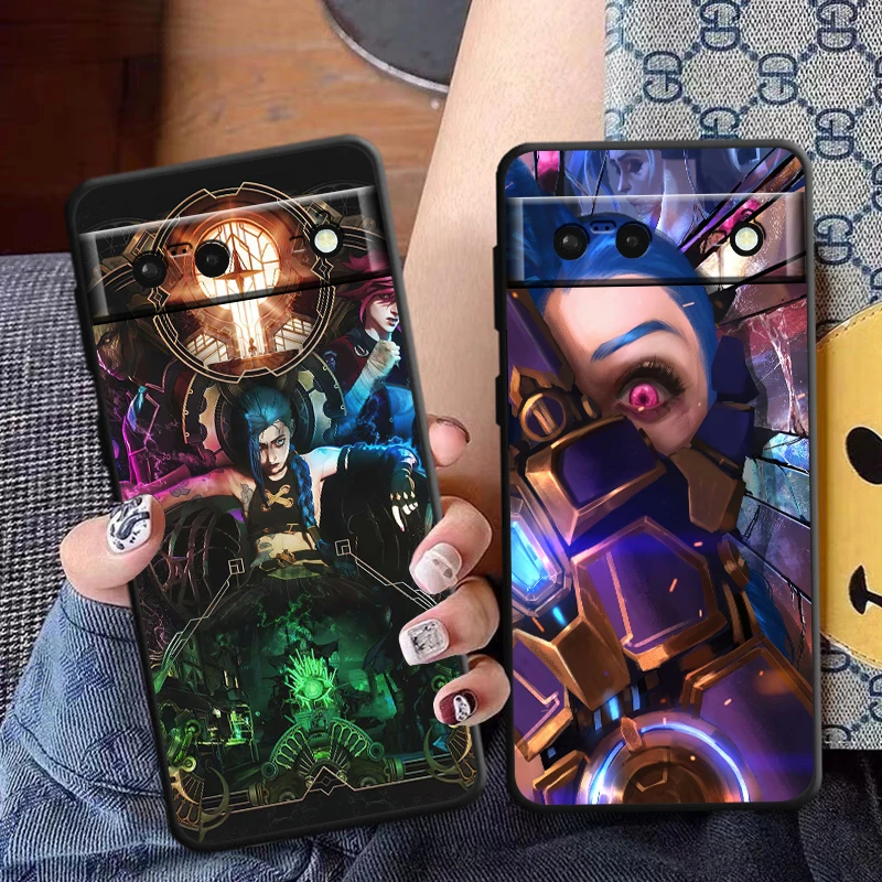 Cool Girl Arcane J-Jinx for Google Pixel 8 7 6 Pro 6a 5 5a 4 4a XL Pro 4G 5G Silicone Soft TPU Black Phone Case Cover