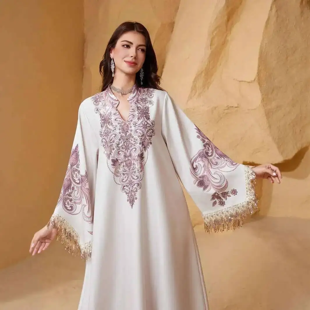 

Nc12 New Muslim Abaya Dubai Printed Women's Dress New Luxury Evening Gown Robe Abaya Ramadan Dubai Luxury Islam Elegant