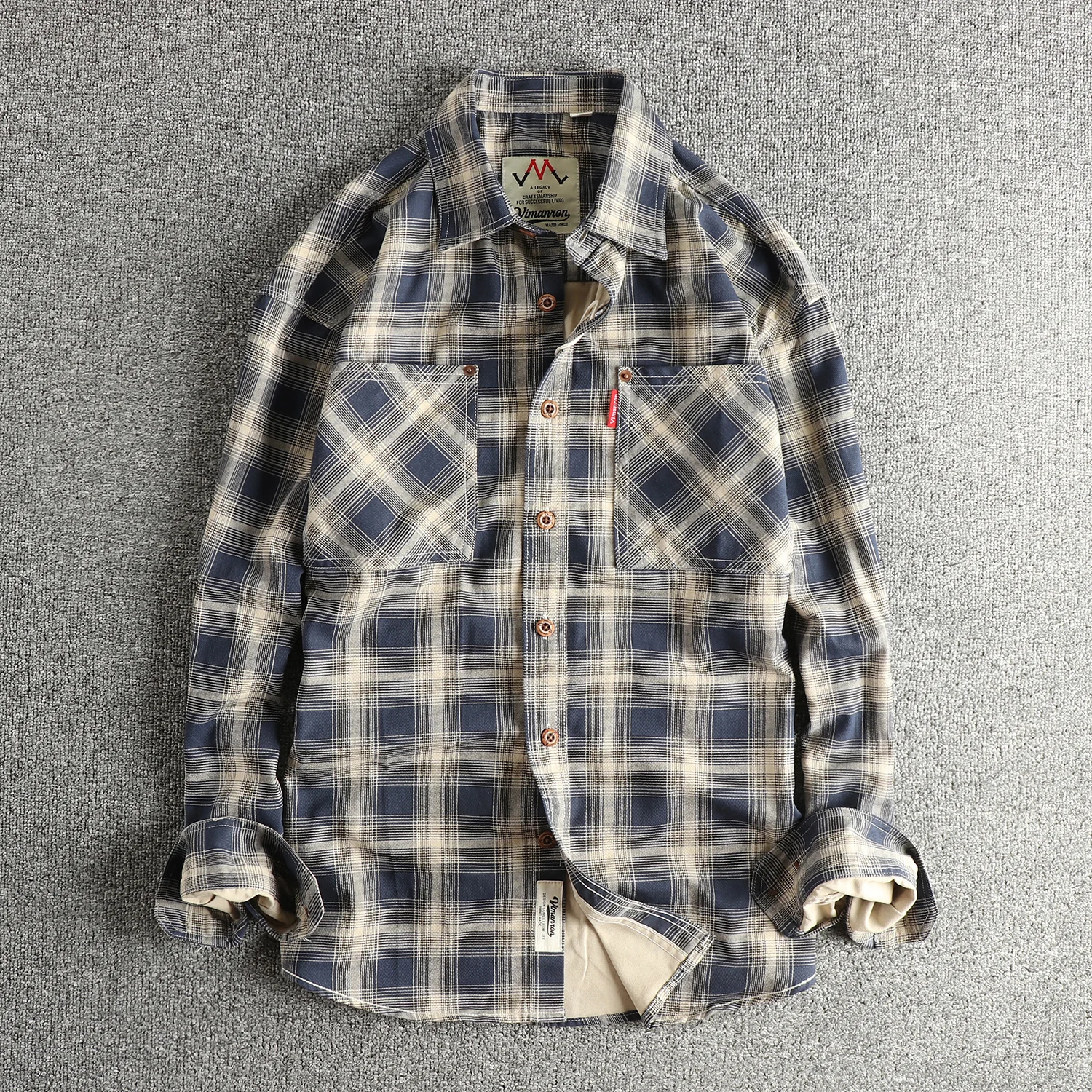 

Retro Japanese Style Men's Long Sleeve Cotton Shirt with Big Pockets Outdoor Wear Washed Pure Cotton Autumn New Arrival