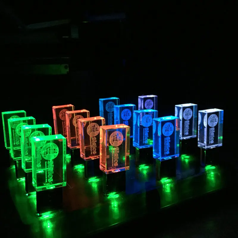 Pha Lê Usb 3D Tùy Chỉnh 4GB 8GB 16GGB 32GB 64GB Usb Bút Trong Suốt kính Đèn LED Cổng USB Pendrive Tặng