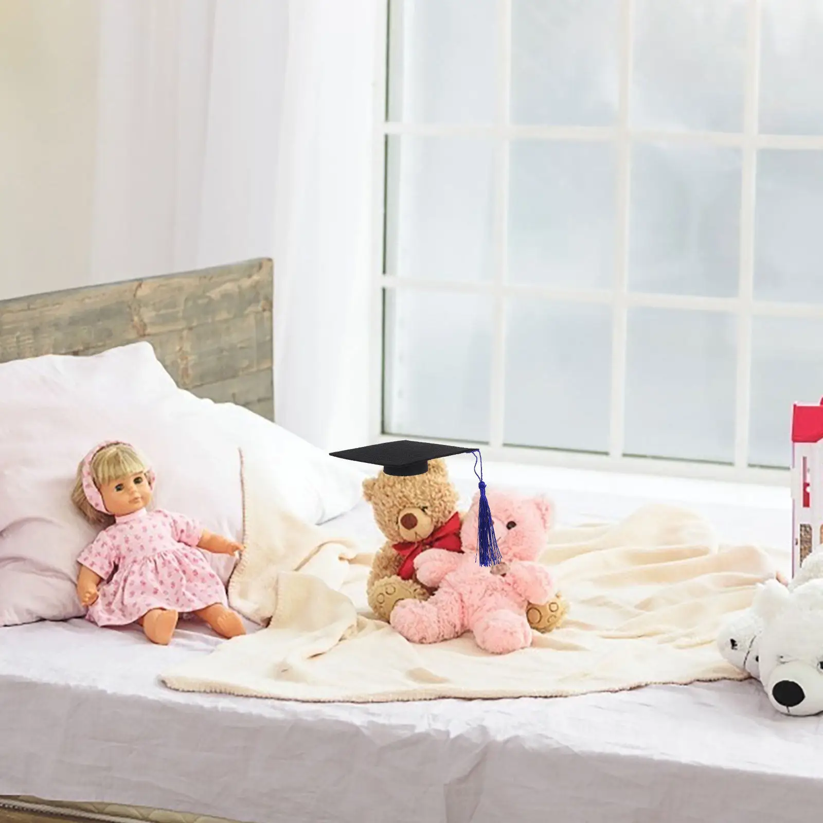 1Set Cute Graduation Bear Costume Gown Robe Cap Tassel Diploma Set for Stuffed Animal Academic Achievement Display Decoration