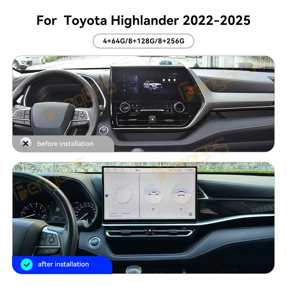 Car Accessories Radio For Toyota Highlander 2022-2025 Android Auto GPS Navigation Multimedia Stereo Receiver Head Unit Offline