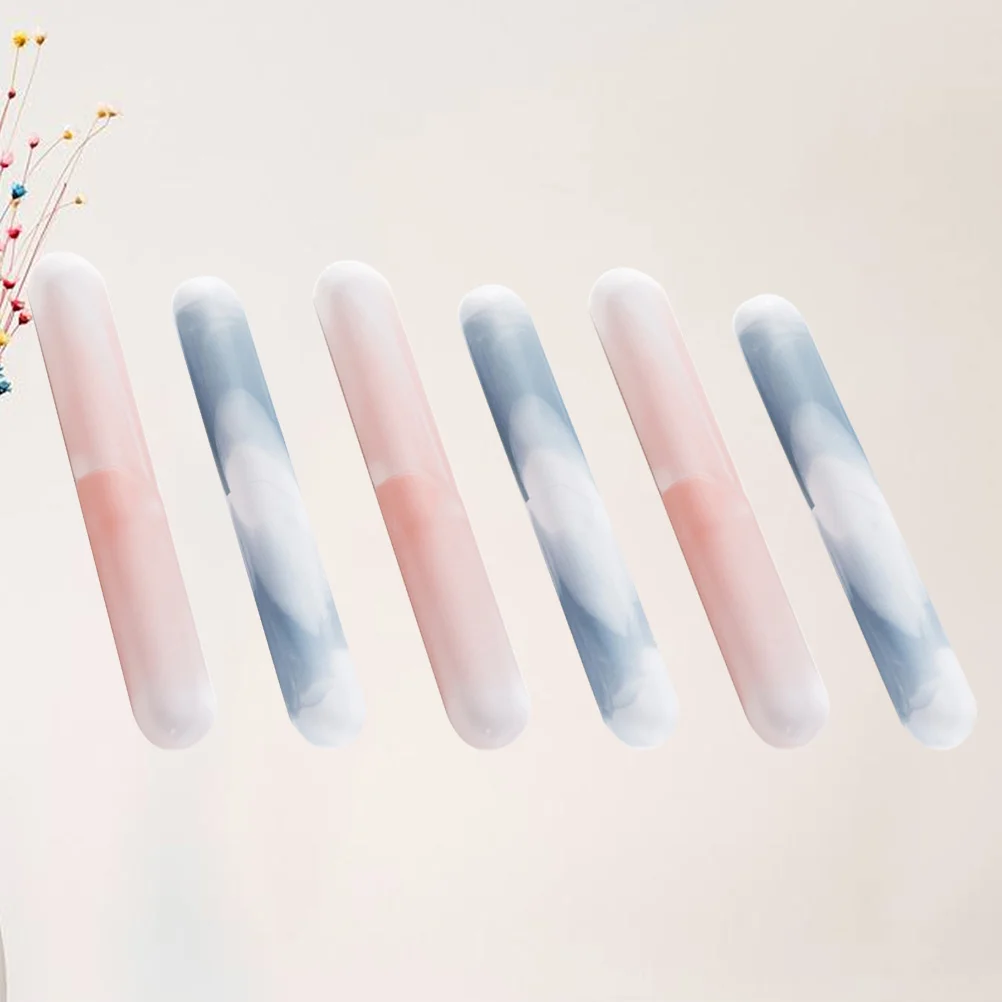 

6Pcs Toothbrush Case Portable Premium PP Material Travel Storage for Brush Protection Lightweight Marbling Design Easy Clean