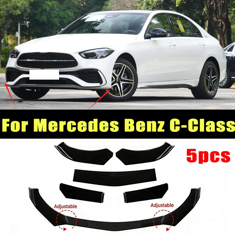 

5Pcs ABS Material Universal Car Front Bumper Separator Bumper Lip Body Kit Duck Lip Separator For Mercedes Benz C-Class