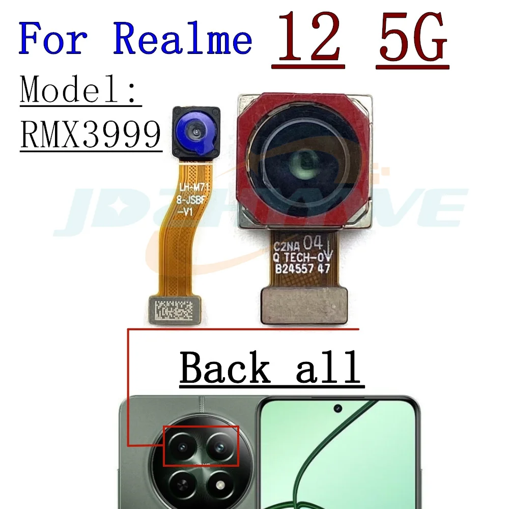 Front Back Camera For Realme 12 Realme12 5G Selfie Frontal Backside Facing Main Wide Angle Rear Camera Flex Cable