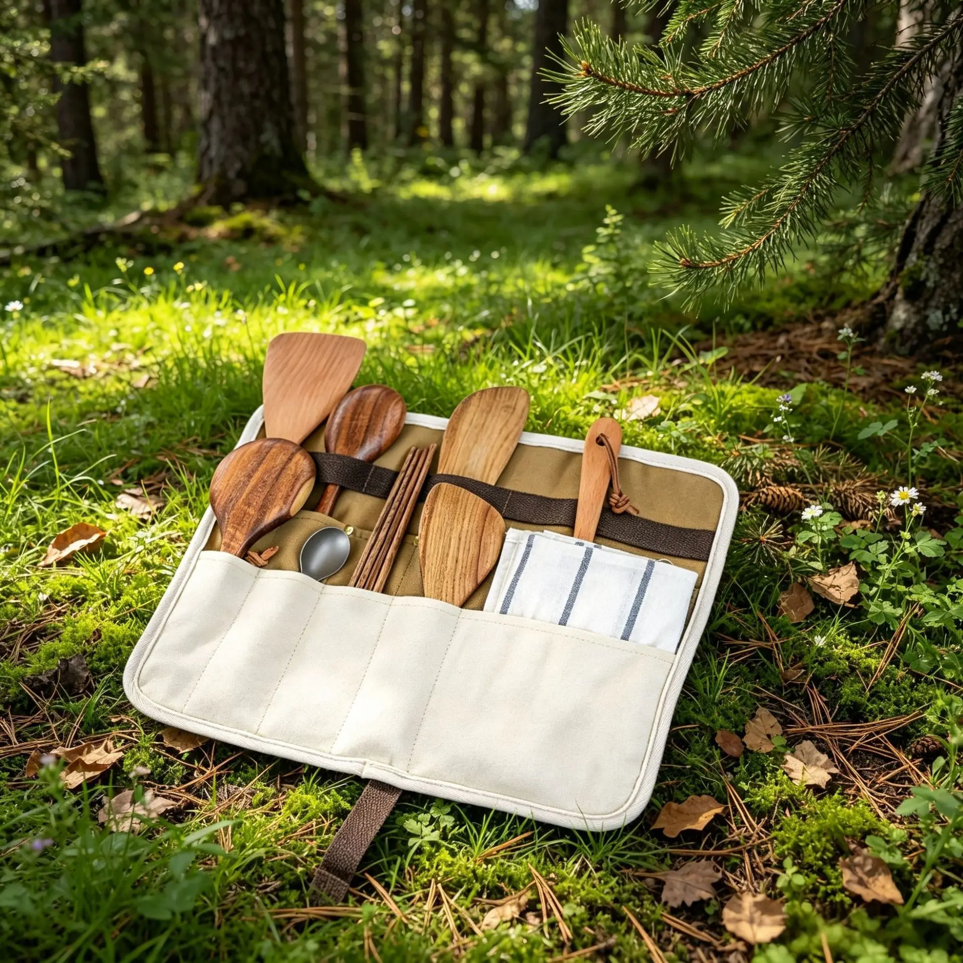 Picnic utensil storage bag, camping cookware, BBQ hanging triangle organizer bag
