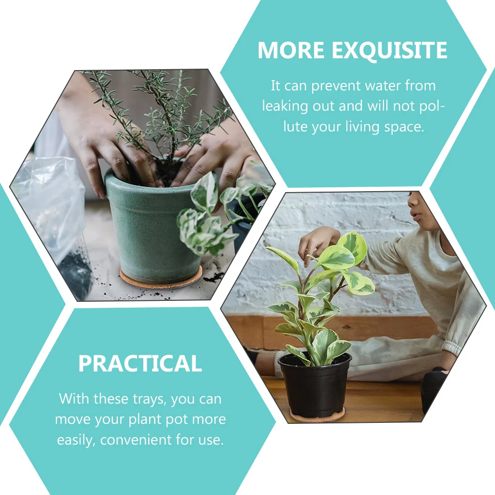 3 قطعة الحصير نبات الفلين جولة ماصة 8 بوصة الزهرية الصواني الوقايات الواقية للداخلية في الهواء الطلق حديقة فناء شرفة #1