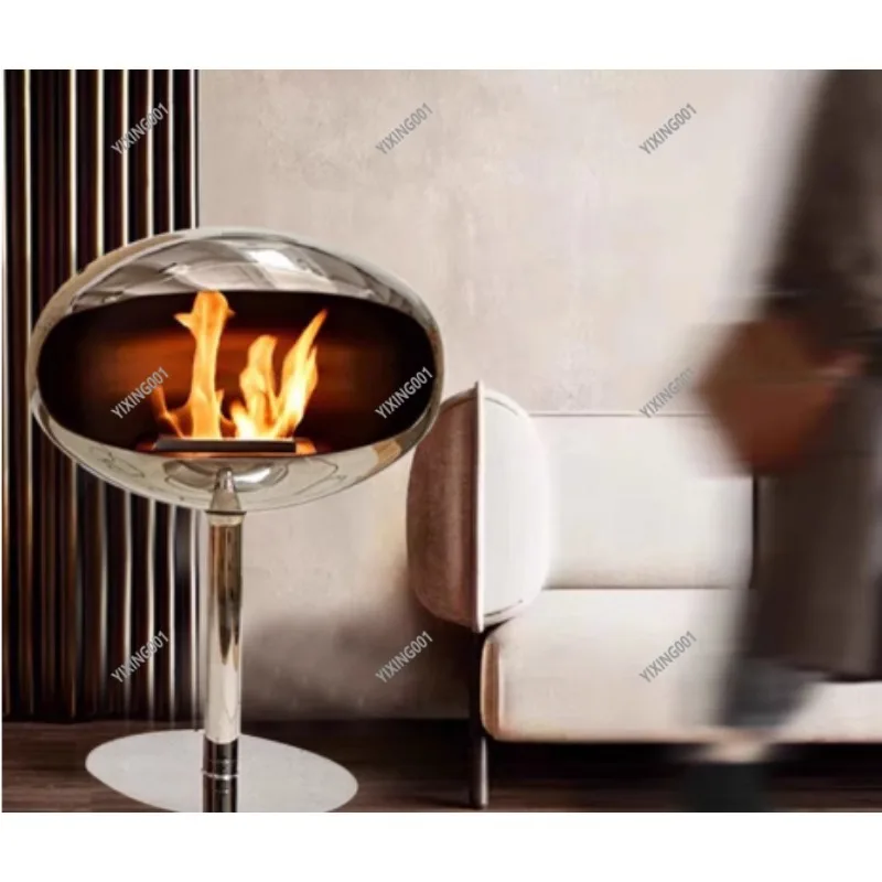 Nordic Style Wrought Iron Fireplace Heater Floor-standing Art Ornament for Villa Living Room Decor
