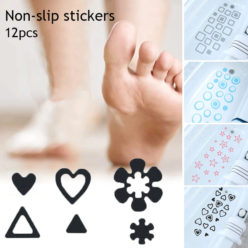 12Pcs/Set Tile Floor Adhesive Anti-slip Stickers Swimming Pool Anti-slip Stickers Non-Slip Stickers Bathroom PEVA Stickers