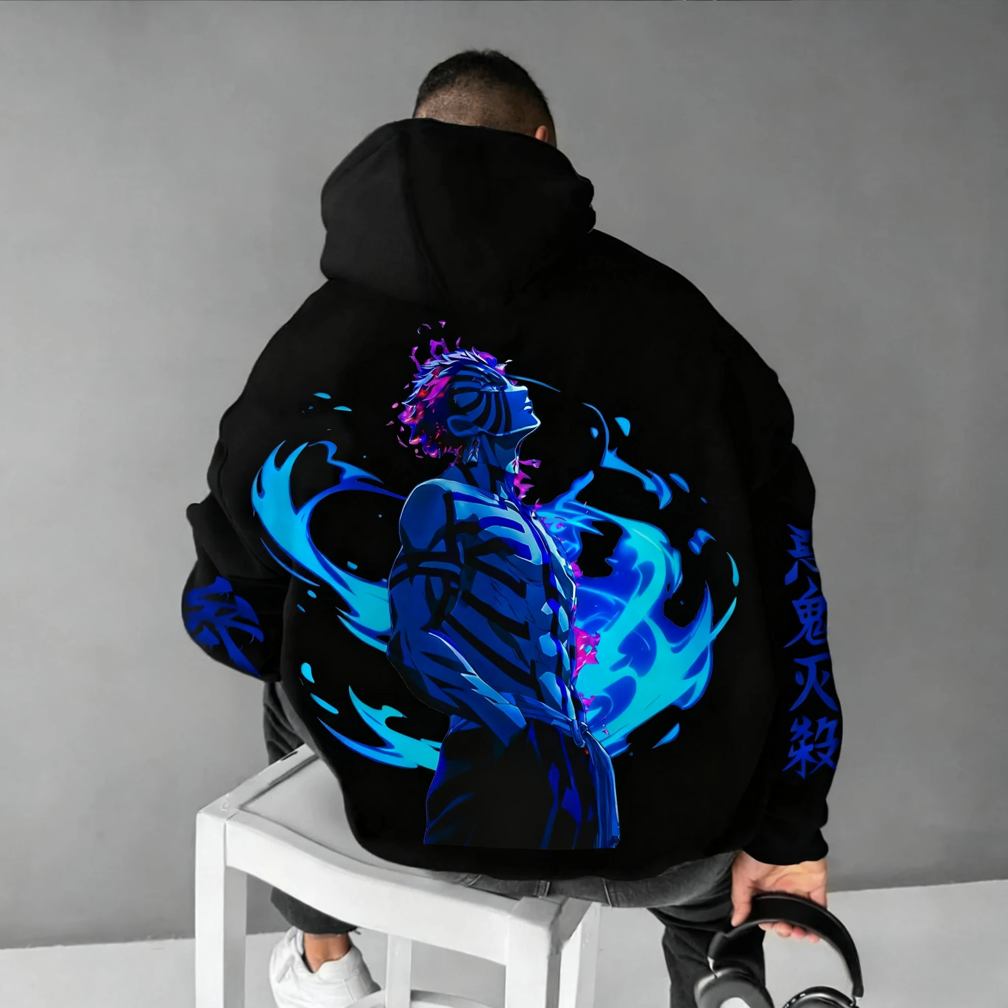 Demon slayer anime akaza impresso zíper hoodie 2025 das mulheres dos homens outono/inverno americano hip hop moda casual algodão com capuz com zíper