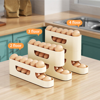 Rolling Egg Storage Holder for Fridge Side Door with Egg Container and Fresh-keeping Function Storage Organizer for Kitchen