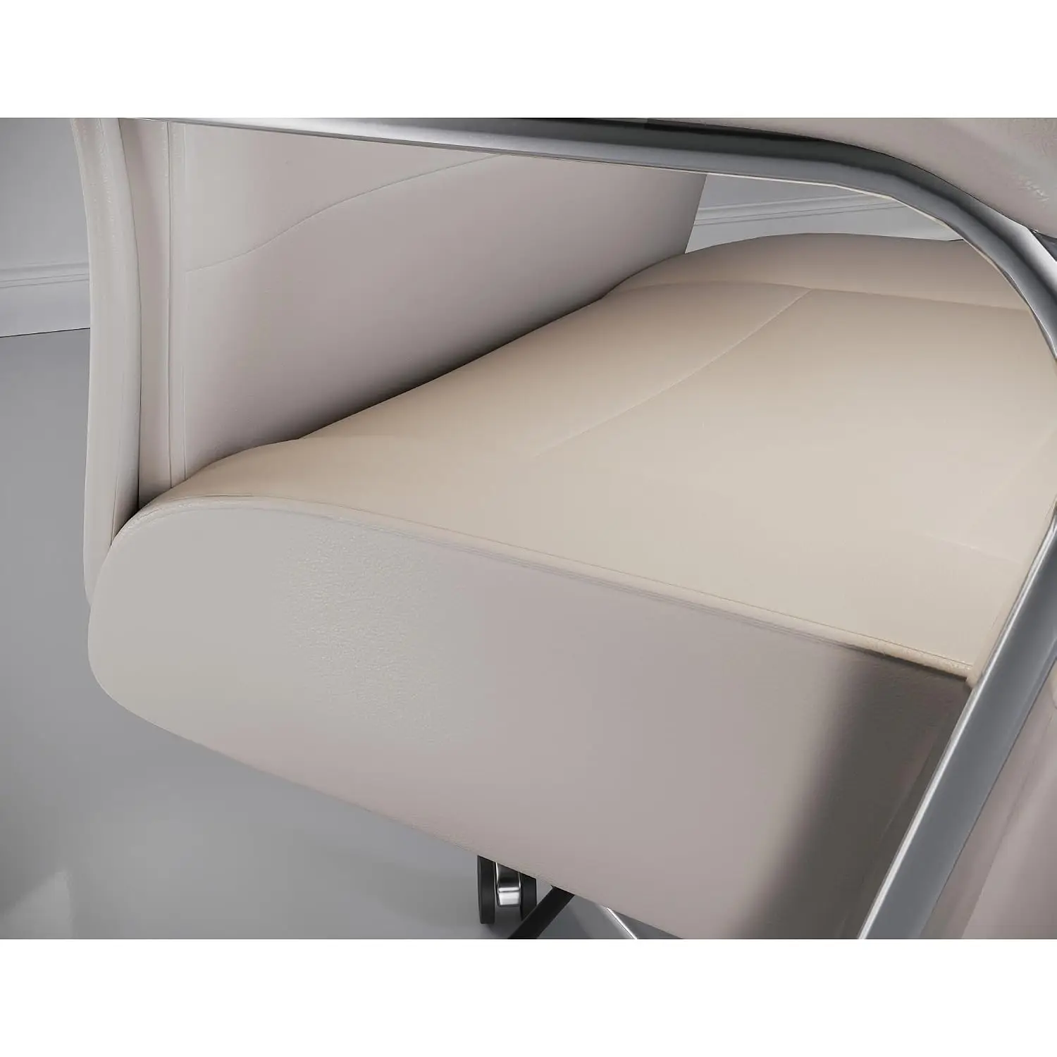 Modern Comfort High-Back Executive Office Chair Vegan Leather Ergonomic Swivel Compliant Sand Chrome, Customized