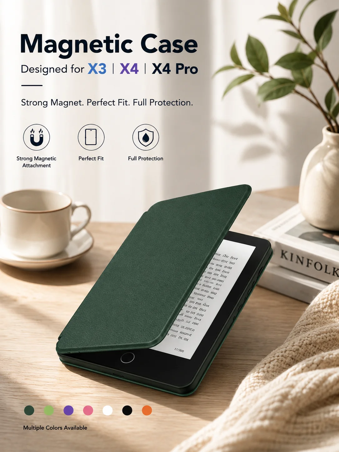 XTEINK – magnetyczne etui do czytników e-booków X3, X4 Classic, X4 Pro. Cienkie, odporne na wstrząsy, ochronne etui z mocnym systemem magnetycznym, dostępne w wielu kolorach. — 2