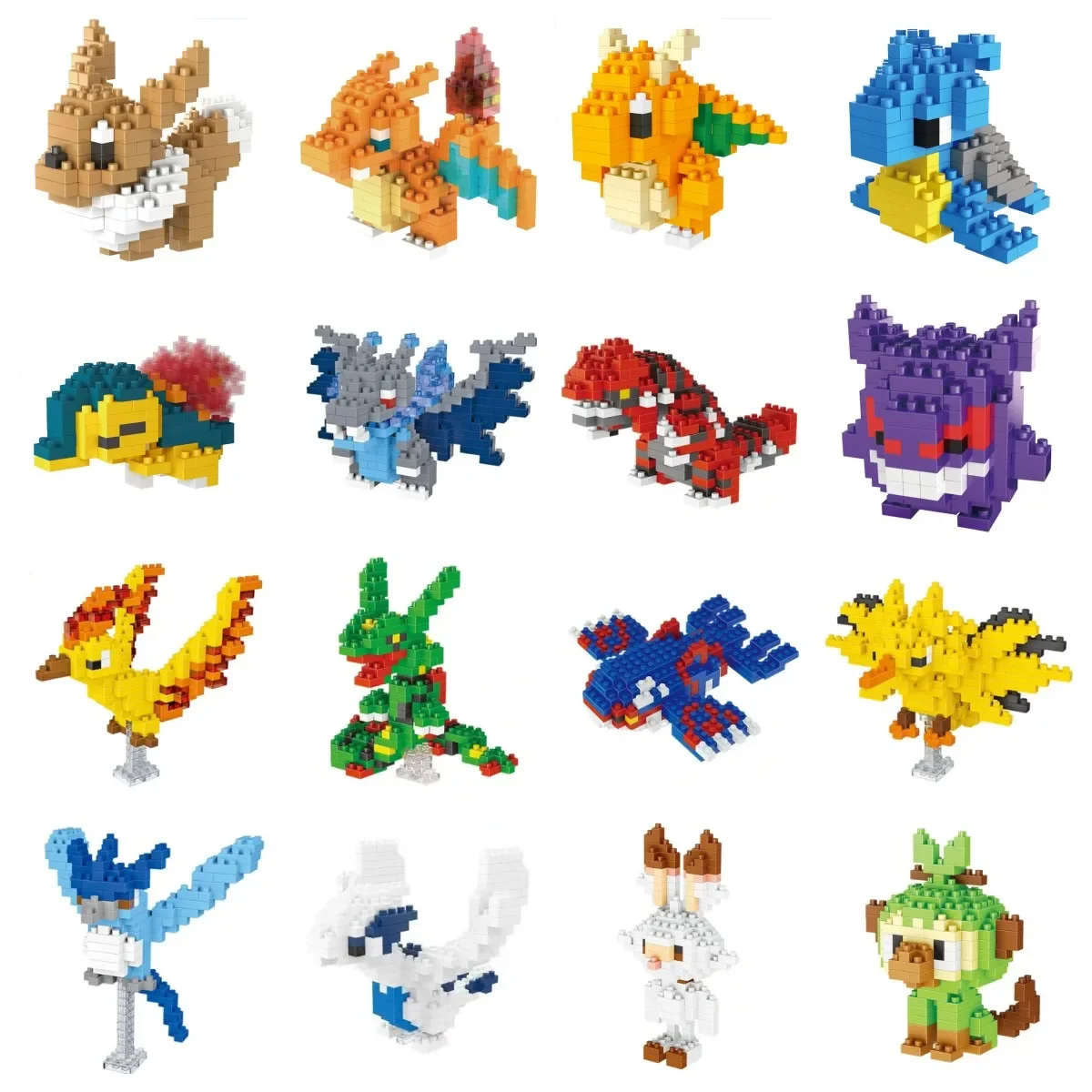 Маленькие блоки Pokemon Nanoblock Charizard Kyogre Groudon Rayquaza, модель, образовательная графика, игрушки для детей, подарок на день рождения,