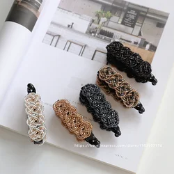 South Korean handmade bead small banana clip anti slip vertical clip, ponytail twist clip, grip clip, hair clip headpiece, small