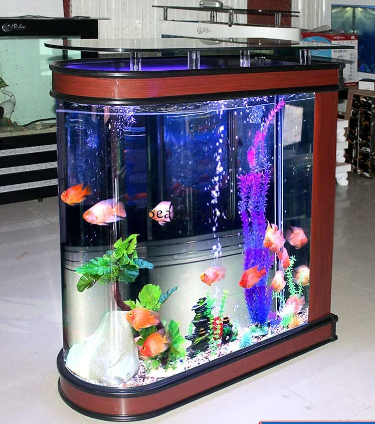 

Ecological Fish Tank Aquarium Glass Medium Large Living Room Change Water Lazy Floor Cylinder