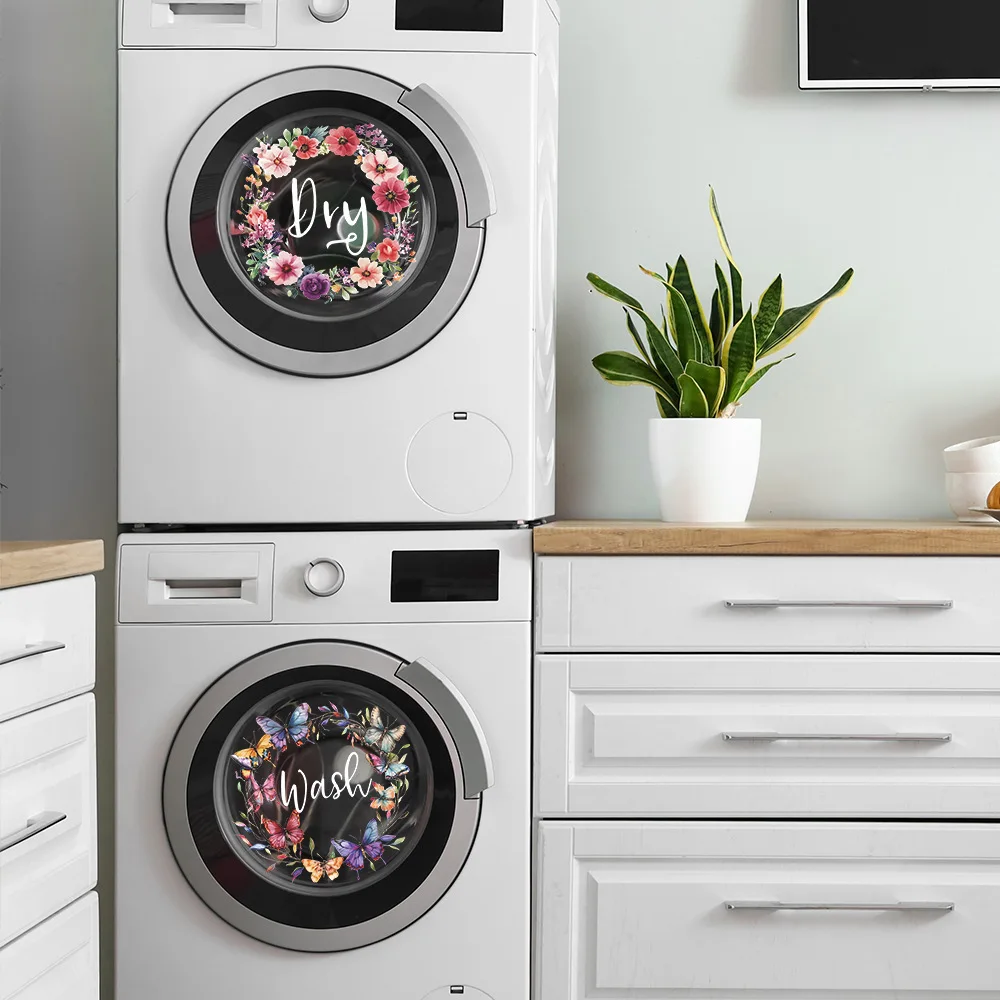 2pcs Creative Garland Wash Dry Slogan Washing Machine Home Beautifying Decorative Stickers Refrigerator Magnets  Stickers